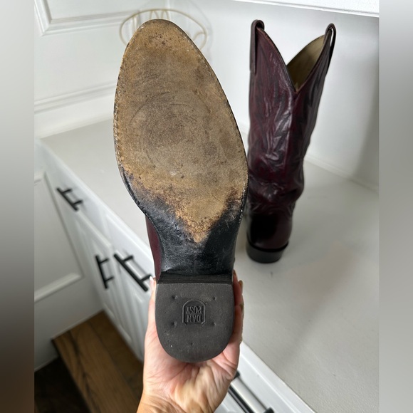 Vintage Dan Post Oxblood Burgundy Classic Western Cowboy Boots Made in USA -10D - Picture 9 of 10